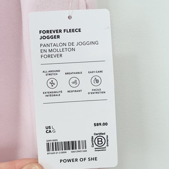 NWT Athleta Forever Fleece High-Rise Fleece Jogger In Shell Pink Size Large - Picture 9 of 9